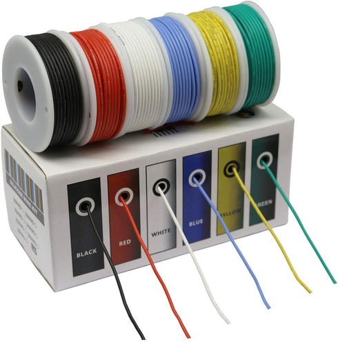 18 6 16.4 18 Hook up Wire Kit (Stranded Wire Kit) Gauge Flexible Silicone Rubber Electric Wire Colors feet Each AWG