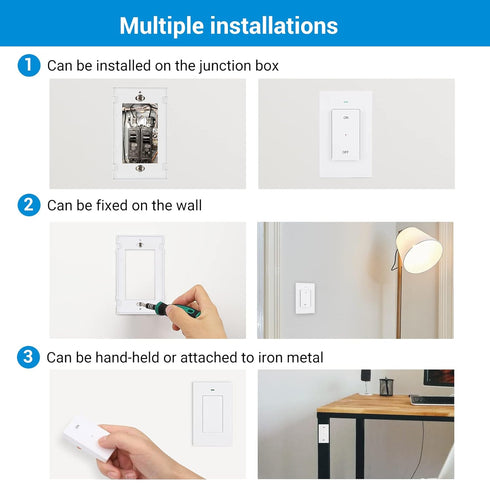 DEWENWILS Remote Control Outlet, Wireless Light Switch with 2 Side Outlets, 100 FT Range, Programmable