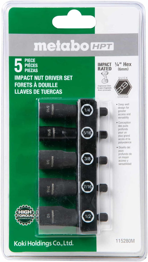 Metabo HPT 5-Piece Impact Nut Driver Set (115280M)