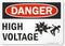 SmartSign Plastic Sign, "Danger: High Voltage", 10" x 14", Black/Red on White