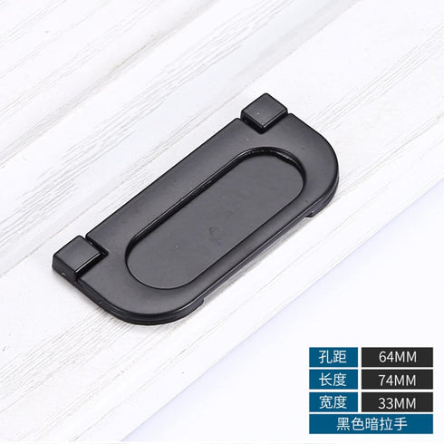 PILYON 2 Handle-64 Drawer Knob Pcs Aluminum Alloy Handle Black Cabinet Bedside Table Drawer Handle, Concealed Hole