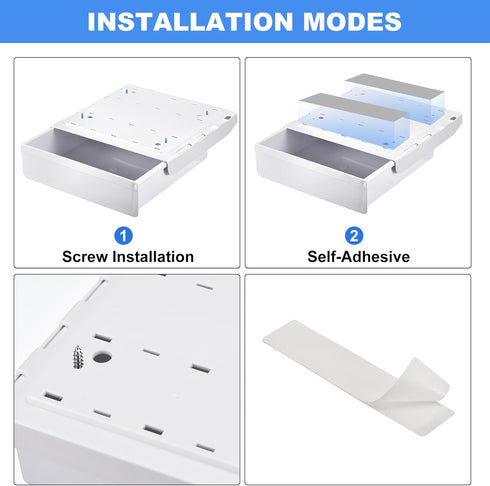 uxcell Under Desk Drawer, 1Pcs - Plastic Self-Adhesive Storage Organizer, Slide Out Stationery for Office Home, White