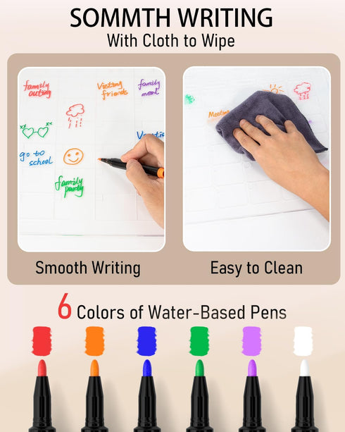 Nicpro 2 PCS Magnetic Acrylic Calendar for Fridge, Clear Dry Erase Board with 12 Color Markers & Pen Holder