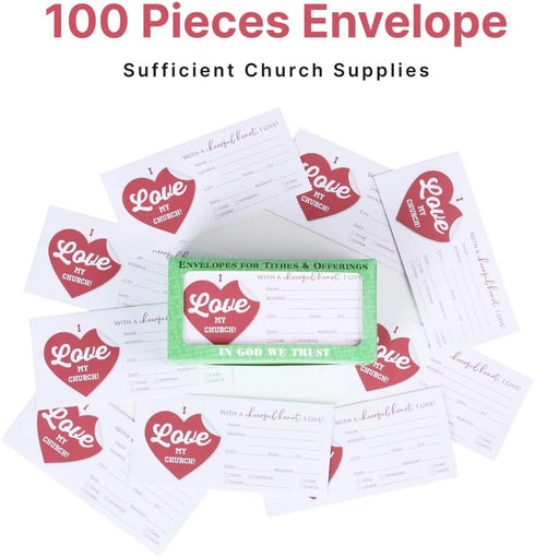 Church Offering Envelopes - Cash Envelopes For Tithes And Offering (I LOVE MY CHURCH, 100, Pack) by Swanson Christian Products