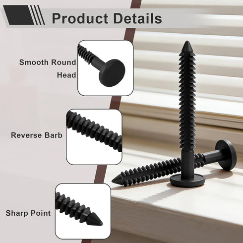 ELDGREON 3 Inch 60 Vinyl Shutter FastenerShutter Panel Pegs Plastic Shutter Screws Lok Pins Plastic Shutter Spike