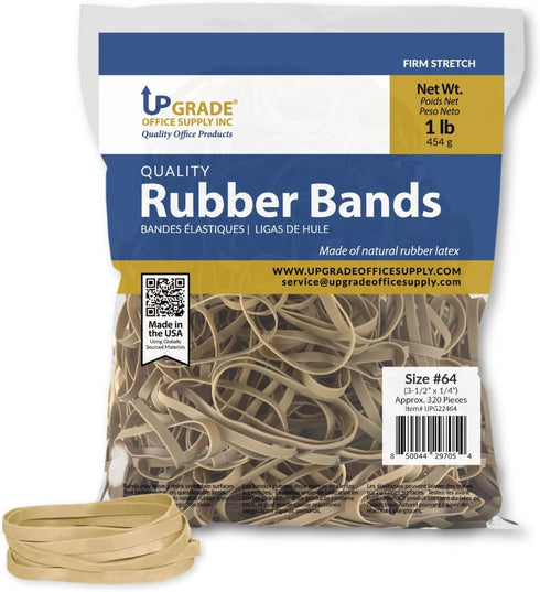 Upgrade Office Supply UPG22464PK3 Rubber Bands, Size #64 Natural Crepe, Made in USA, 3 Pound Bag