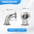 90 Elbow 1 1/4 "(32mm) 304 1.5" 50.5mm PATIKIL Degree Tube OD, Stainless Steel Sanitary Pipe Fittings Tri Sanitary