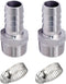 Stainless Steel 304 Hose Barb Fitting, 1-1/4" Barbed x 1-1/4" NPT Male Straight Adapter Connector, Pack of 2