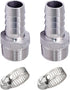 Stainless Steel 304 Hose Barb Fitting, 1-1/4" Barbed x 1-1/4" NPT Male Straight Adapter Connector, Pack of 2