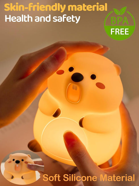 KidoYean 3 Dimmable Cute Groundhog Night Light, Squishy Groundhog Novelty Animal Lamp, Level Nursery Nightlight