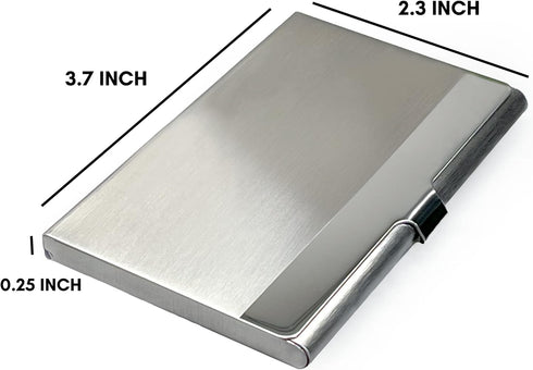 SunplusTrade Business Card Holder for Men and Women, Slim Stainless Steel Case, Fits 18 Cards