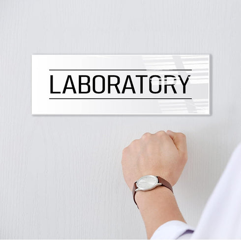 Laboratory Sign White 9x3 Inch - Indoor Self Adhesive Door Wall Sign Minimalism Design by Generic