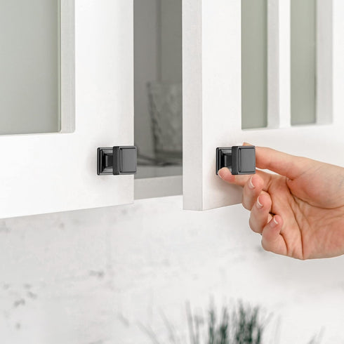 Home Expert Black Cabinet Knobs 5 Pack - Square Black Knobs for Kitchen Cabinets and Drawers, Matte Black Drawer Pulls