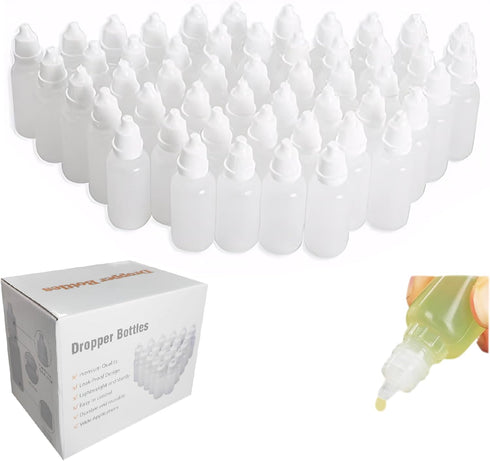 Eldwivz Plastic Eye Dropper Bottle, 50 pcs 10 ml Empty Small Squeeze Bottles for Oil and Liquid