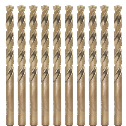 M35 Cobalt Drill Bit Set, 8.5mm, 10 Pieces for Hard Metals, Exceptional Heat Resistance, Industrial-Grade