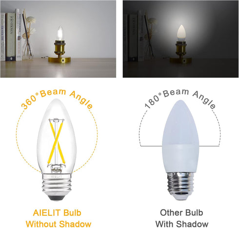 Dimmable E26 Bulb 25 5000K, 120V 200LM, 2W B11 Bulbs 4 Pack LED Candelabra Watt Equivalent, Daylight White Chandelier