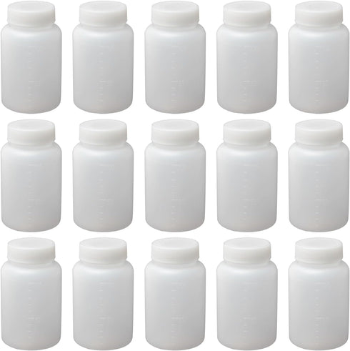 Bettomshin 5Pcs 100ml PE Plastic Bottles, Wide Mouth Lab Reagent Bottle with Graduated Scale