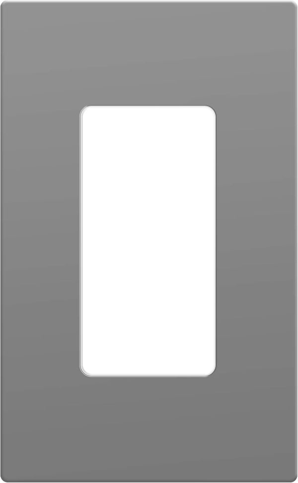 ENERLITES Grey Screwless Decorator Wall Plate, 1-Gang Size, Unbreakable Polycarbonate Thermoplastic, Glossy