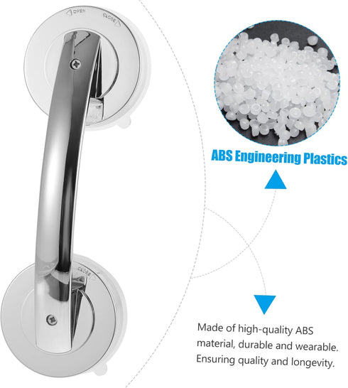 2pcs Silver Portable Grab Bars for Bathroom Easy Installation Weight Capacity for Seniors and Disabled Safe Support