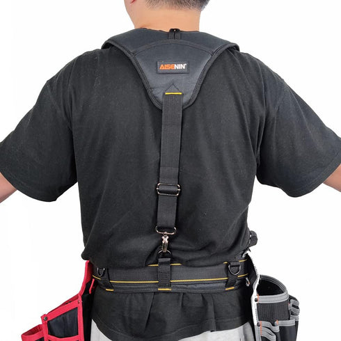 AISENIN Heavy-Duty Tool Belt Suspenders for Men - 3 Point Padded Suspenders for Tool Belt