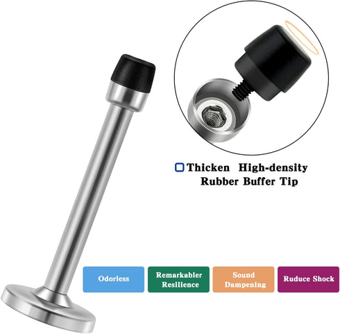 Door Stopper, 5 Inch Stainless Steel Brushed Satin Nickel Doorstop, Modern Mute Wall Mount Door Holder