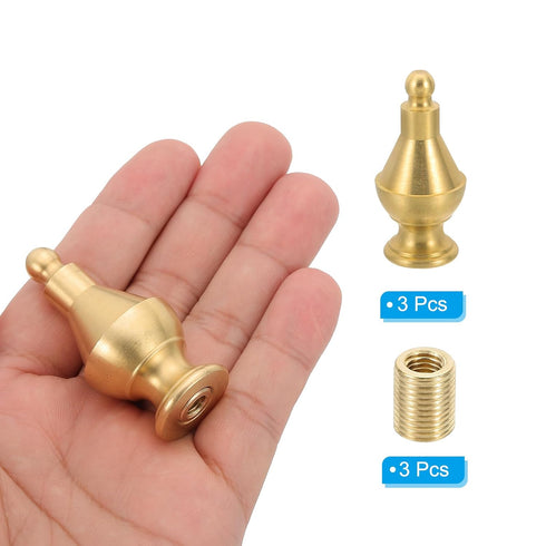 PATIKIL 24.5 52mm 3 Set x Lamp Finials Caps Knob, Solid Brass Lamp Shade Top Decoration Screw Cap Nuts with Brass