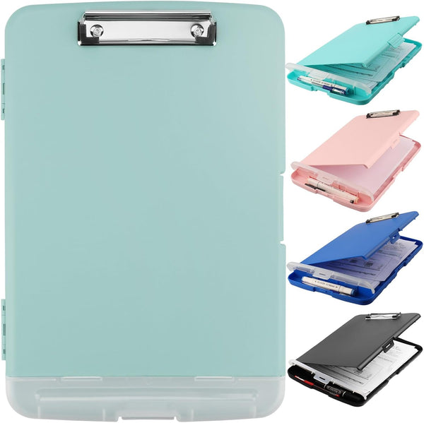 Clipboard with Storage, A4 Binder Nursing Clipboards with Pen Holder, Heavy Duty Storage Clipboard with Low Profile Clip, Clipboard Folder Side-Opening Clipboard,Smooth Writing Clip Board (Dark Green) by SFLHHDM