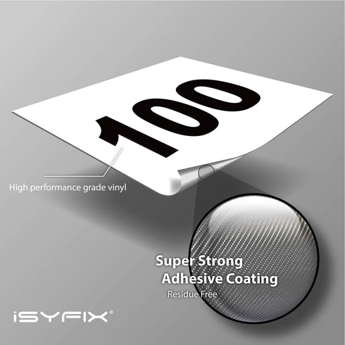 iSYFIX White Consecutive Number Stickers – 1 to 100, 1-inch Vinyl Self Adhesive Decal for Organizing, Indoor/Outdoor