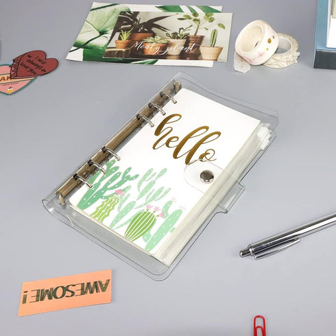 NatSumeBasics A6 Binder, 6 Ring Budget Binder, Clear PVC Planner Cover for Organizer Accessories