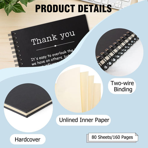 QYUVK Thank You Hardcover Spiral Notebooks, 160 Pages, Funny Gift for Men Women Coworkers, Appreciation Gifts