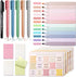 XKDOUS 28 Pcs Bible Journaling Kit, Morandi Colored Bible Study Supplies, 12 Pastel Highlighters and 90 Bible Tabs