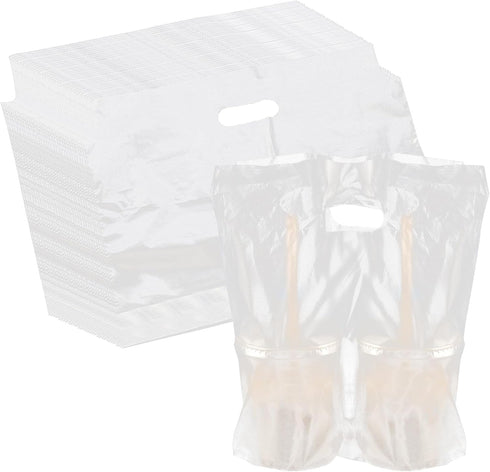 SEUNMUK 500 Pack 13 11 Inch Drinking Bag, 2 Cup Plastic Drink