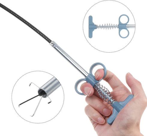 Flexible Grabber Claw Pick Up Tool, 24 Inch 4 Claws Stainless Steel Sewer Cleaning Hook for Sink Unclogging