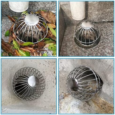 Tissting Gutter Balloon Guard Filter, Stainless Steel Gutter Guard Downpipe Outlet Leaf Guard for Roof, Balcony, Garden