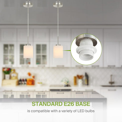 60W E26 120V Dimmable, Bulbs ASD Single Mini-Pendant Ceiling Light Fixture | Socket | LED/CFL/Incandescent Compatible