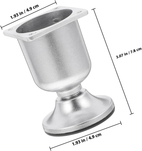 4pcs Set KICHOUSE Aluminum Alloy Replacement Legs for Sofa and Side Table, Oval Silver Sofa Feet Support for Furniture