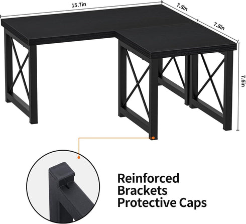 Honiter 2 Tier Desktop Organizer Shelf, Freestanding Small Bookshelf for Office Storage, Black Desk Display Rack