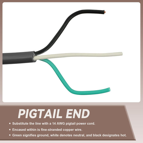 Industries Inc 3-Wire Appliance and Power Tool Cord, 3 ft, 14 AWG, 15A/125V AC, Grey, 2 Pack