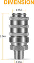 Deargooday PD243 1/8" 1/4"-18 2.26" Series PD Steel Test Port and Diagnostic Equipment Quick Connect Coupler with Male