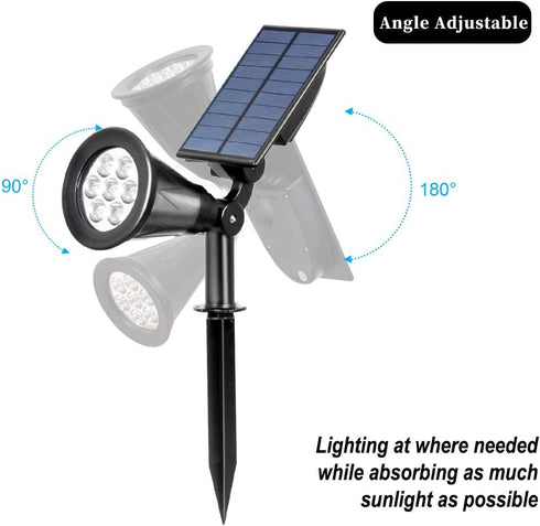 T-SUN Solar Spotlight LED Outdoor Wall Light, Green, IP65 Waterproof, 180 Adjustable, Auto-on/Auto-off for Garden,