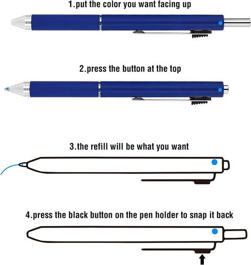 SMTTW 4-in-1 Multicolor Pen, Mechanical Pencil & Black Red Blue Metal Pen with Portable Case & Gift Box