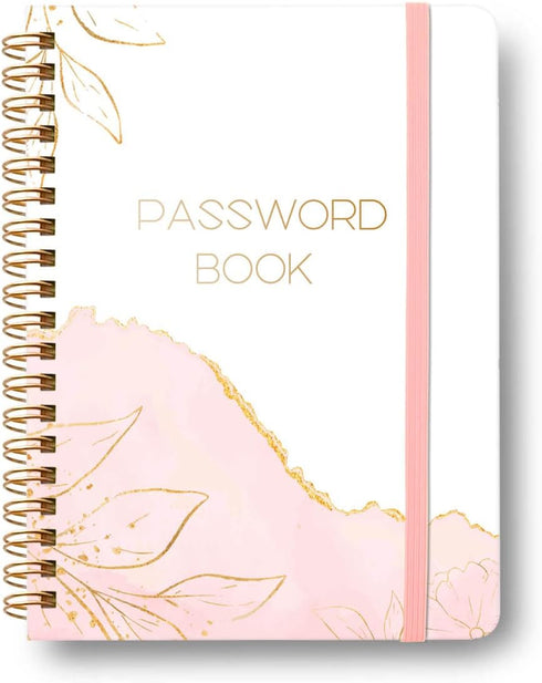Password Book with Alphabetical Tabs - Spiral Notebook for Internet & Computer Login, Recording Usernames, Passwords,