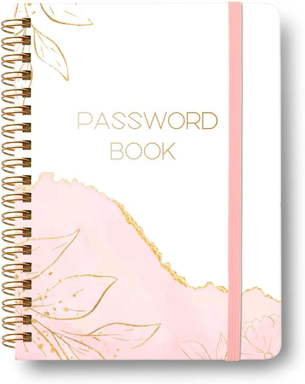 Password Book with Alphabetical Tabs - Spiral Notebook for Internet & Computer Login, Recording Usernames, Passwords,