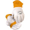 Caiman Premium Goat Grain TIG/MIG Welding Gloves, Wool Insulated Back, White/Gold, Small (1871-3)