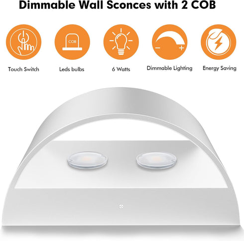 Set Light,Aluminum,Hardwired,Dimmable, 3000K, 1400Lm Wall Sconces of Two | Modern LED Indoor Wall Lights,Up and Down
