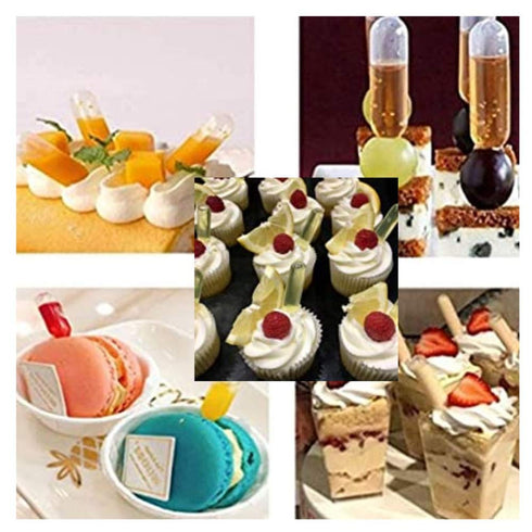 100PCS Clear Plastic Cupcake Pipettes for Strawberries and Desserts, Squeeze Transfer Dropper Liquid Injector