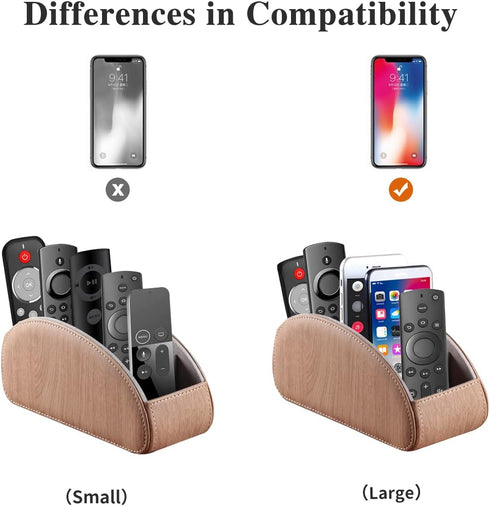 5 All-in-One Leather TV Remote Control Holder with Compartments Nightstand Desktop Air Conditioner Media Player Remote