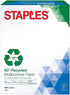 Staples 50 Percent Recycled Multipurpose Paper, 8 1/2" x 11", Ream, For