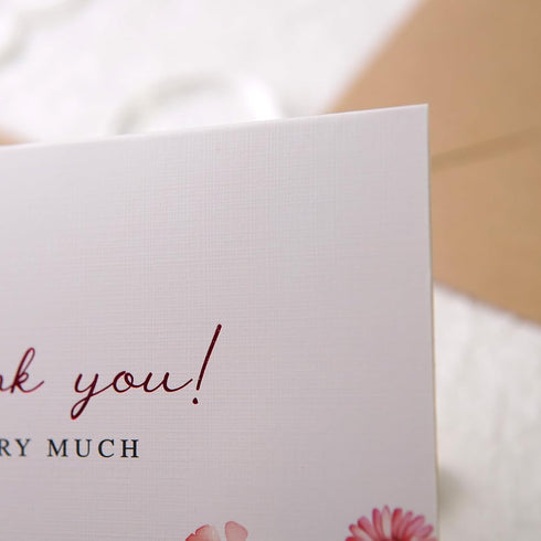 Liheheca Pack 24, Set 4x6 Inch Floral Thank You Cards with Kraft Envelopes and Wax Seal Stickers, Bulk of Flower