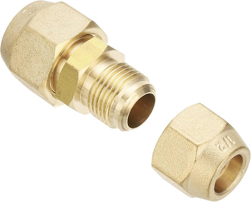 PATIKIL 1/2" to 5/8" Pipe Extension Joint Connector, Free Welding Brass Coupler Adapters with 2pcs Flare Nuts for